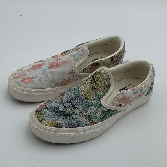 Vans Women's Floral Canvas Slip-On Sneakers - Pink and blue floral mixed media - Picture 5 of 12